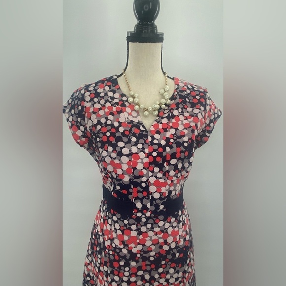 Boden blue red white dot textured dot Career Dress size 8 long - Picture 10 of 14